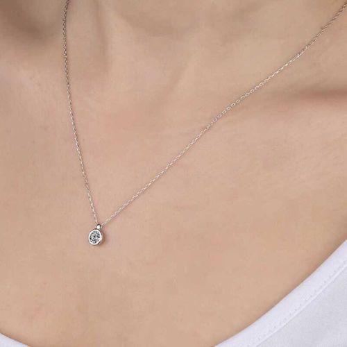 Swarovski Taşlı Lucky Life 925 Ayar Gumuss  Tektaş Bayan Kolye