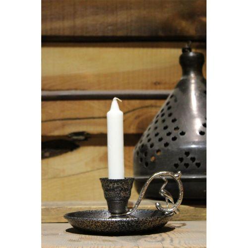 Metal Nostalji Mumluk & El Şamdanı Kendinden Iğneli Mum Hediyeli Gümüş Turna2623-5