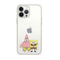 iPhone 14 Pro Uyumlu Sünger Bob ve Patrick Star Desenli Şeffaf Silikonlu Telefon Kılıfı