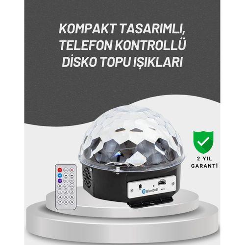 Uzaktan Kumandalı RGB LED Disko Topu Bluetooth Hoparlörlü