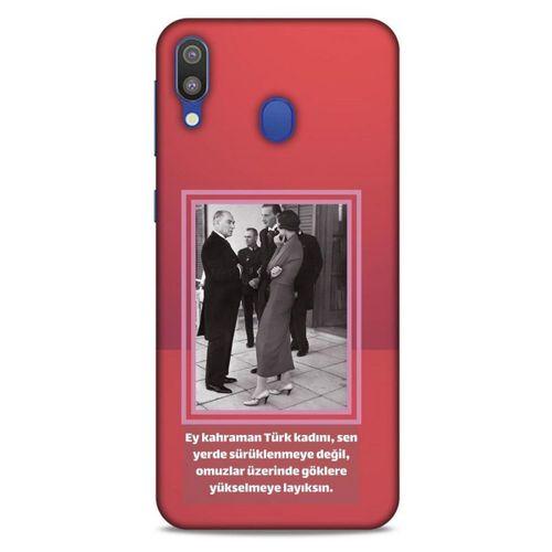 Samsung Galaxy M20 Kılıf Atatürk (5) Koruma Kabı Açık Kırmızı
