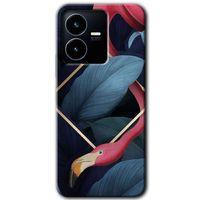 Vivo Y22s Kılıf HD Desen Baskılı Arka Kapak - Flamingo Yaprak