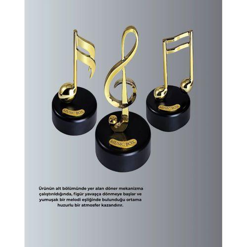 Altın Nota Sol Anahtarı Müzik Box Döner Mekanizmalı Hediyelik