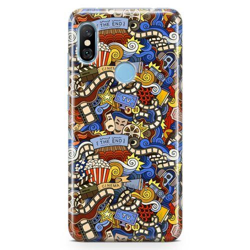 Xiaomi Redmi Note 6 Pro Kılıf Doodle Sinemasever Arka Kapak Koruma Desenli Full Koruyucu
