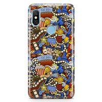 Xiaomi Redmi Note 6 Pro Kılıf Doodle Sinemasever Arka Kapak Koruma Desenli Full Koruyucu