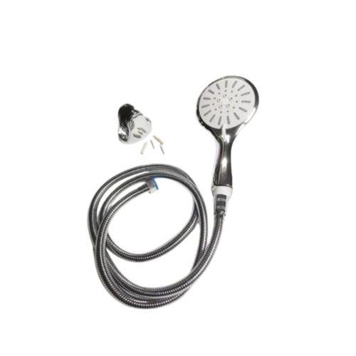 4 Kademeli Krem Duş Seti El Duşu Başlığı Spiral Hortum Ve Duvar Askısı