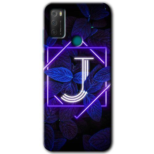 TCL 20E Kılıf HD Desen Baskılı Arka Kapak - Dark Neon Yaprak J Harfi