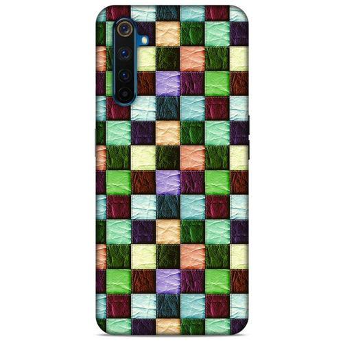Oppo Realme 6 Kılıf Patchwork (6) Silikon Kılıf Su Yeşili