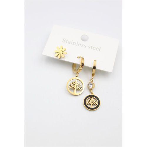 3'lü Hayat Ağacı Küpe - Altın