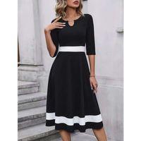 Kadın Truvakar Kol V Yakalı Janjan Krep Midi Elbise