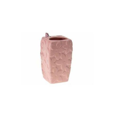 2 Adet Kalemlik Çiçekli Pembe Model Seramik Ofis Gereci  7X7X12Cm