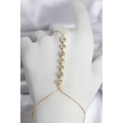 Pirinç Gold Renk Sıralı Zirkon Taşlı Kadın Şahmeran