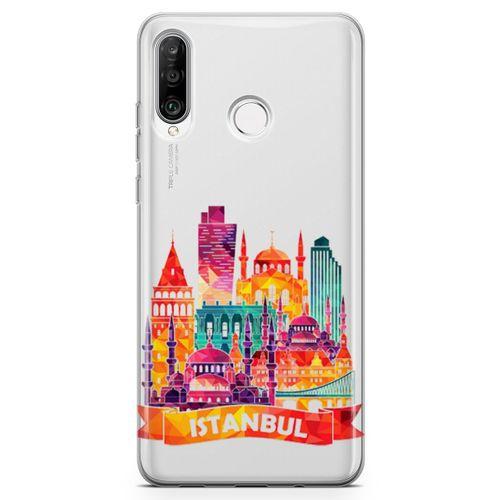Huawei Nova 4e Kılıf İstanbul Turistik Mekanlar Arka Kapak Koruma Desenli Full Koruyucu