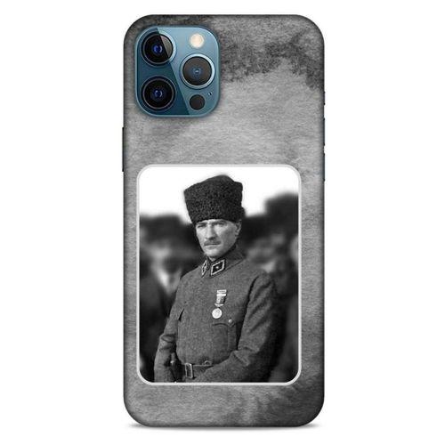 Apple iPhone 12 Pro Max Kılıf Atatürk (38) Neo Hybrid Kılıf Antrasit Taş