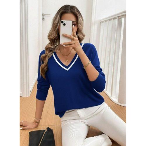 Kadın Uzun Kollu V Yakalı Viskon Iki Iplik Bluz
