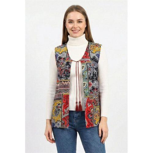 Kolsuz Tuğba Çift Taraflı Otantik Kısa Pazen Kışlık Yelek Bordo Brd