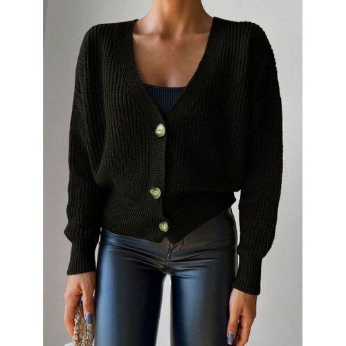 Kadın Uzun Kollu Düğme Detay Triko Hırka