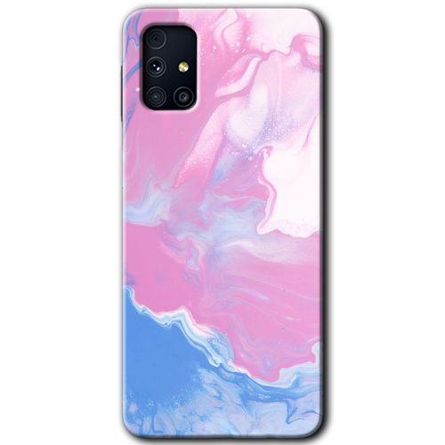 MRCİLETİSİM Samsung Galaxy M31s Kılıf Baskılı Kapak - Liquid Lekeler Art + 5D Tam Kaplayan Cam