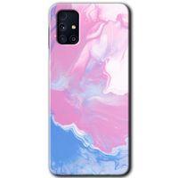 MRCİLETİSİM Samsung Galaxy M31s Kılıf Baskılı Kapak - Liquid Lekeler Art + 5D Tam Kaplayan Cam