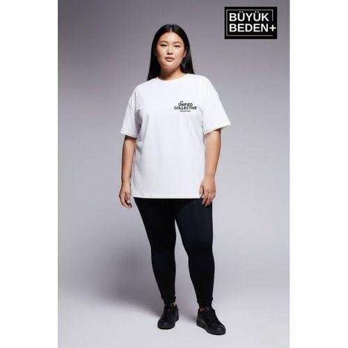 Süperlife Kadın Büyük Beden Unified Collective Baskılı 3xl-6xl Bisiklet Yaka Tshırt SPR26BTSK510-10