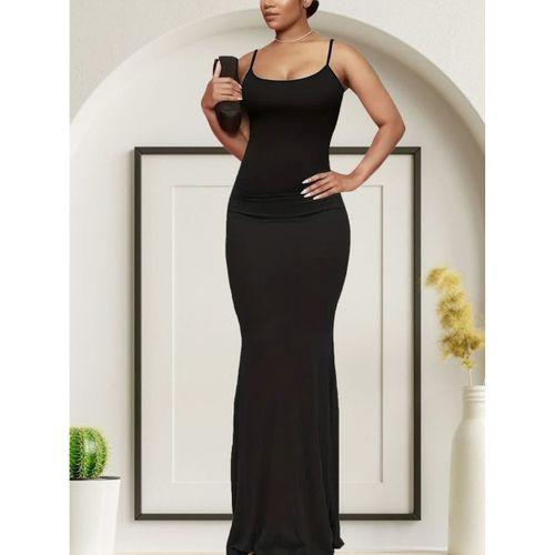 Kadın Kolsuz Askılı Bodycon Uzun Viskon Elbise