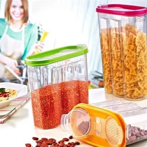 2 Kapaklı Ölçekli Erzak Kuru Gıda Saklama Kutusu Kabı - 1,7 Litre - Sa935