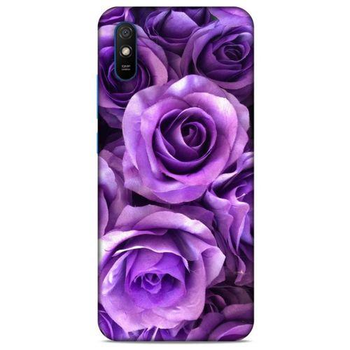 Xiaomi Redmi 9A Uyumlu Kılıf Mor Delisi (40) Fit Silikon Kılıf Büyük Güller