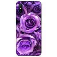 Xiaomi Redmi 9A Uyumlu Kılıf Mor Delisi (40) Fit Silikon Kılıf Büyük Güller