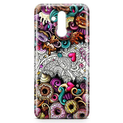 Huawei Mate 20 Lite Kılıf Donut Doodle Arka Kapak Koruma Desenli Full Koruyucu