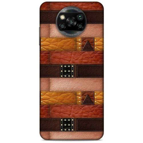 Xiaomi Redmi Poco X3 Kılıf Patchwork (33) Hybrid Kılıf Kahve Toz Pembe