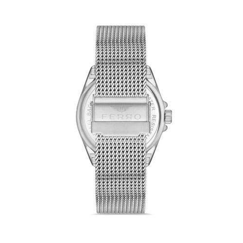 Ferro F11332C-A3 Hasır Çelik Gri Mavi Kadran 43 mm Erkek Kol Saati