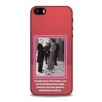 Apple Iphone 5S Kılıf Atatürk (5) Koruma Kabı Açık Kırmızı