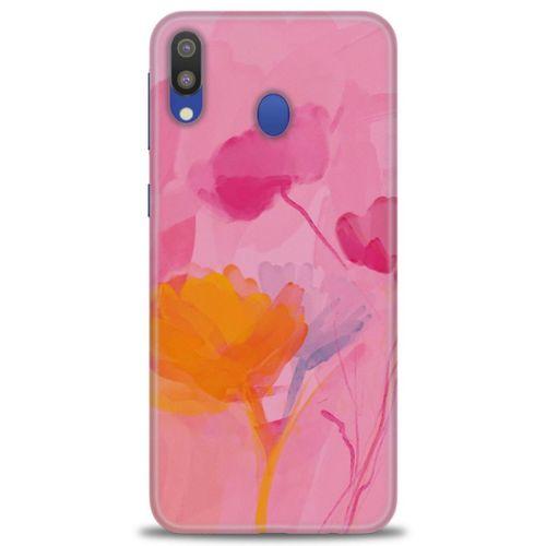 Samsung Galaxy A10S Kılıf HD Baskılı Kılıf - Turuncu Pembe + Tam Ekran Koruyucu