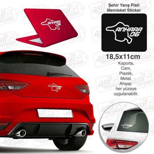 Ankara İli 06 Plaka Kodu Memleket Beyaz Yarış Pisti Sticker - Oto Araba Etiket, Aksesuar, Tuning