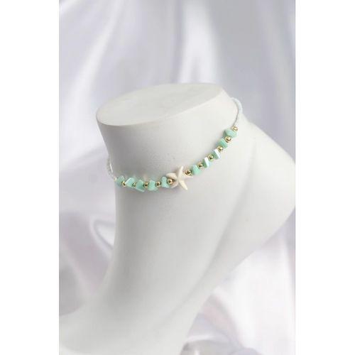 Su Yeşili Renk Deniz Yıldızı Motifli Halhal