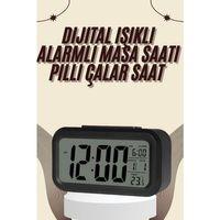 Dijital Masa Saati Termometreli Takvim Çalar Saat Led Ekran Pilli