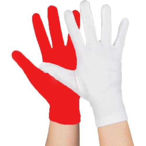 Gösteriler İçin 1 Çift Kırmızı Beyaz Pandomim Eldiveni Çocuk Boy