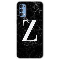 OPPO Oppo Reno 4 Kılıf HD Desen Baskılı Arka Kapak - Siyah Mermer Desenli Z Harfi