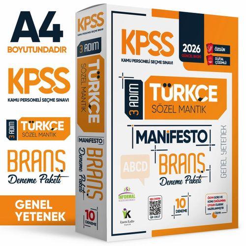 2026 KPSS Türkçe 3 Adım Manifesto Branş Deneme Paketi 10lu Dijital Çözümlü (Sözel Mantık Dahildir)