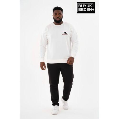 Erkek Büyük Beden Yelken Baskılı Bisiklet Yaka Sweatshirt SPR26BSW956-11