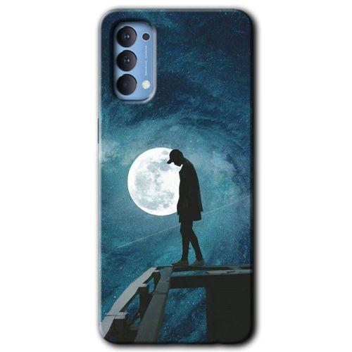 OPPO Oppo Reno 4 Kılıf HD Desen Baskılı Arka Kapak - Dolunay Yalnızlık