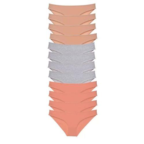 12 Adet Süper Eko Set Likralı Kadın Slip Külot Ten Gri Pudra