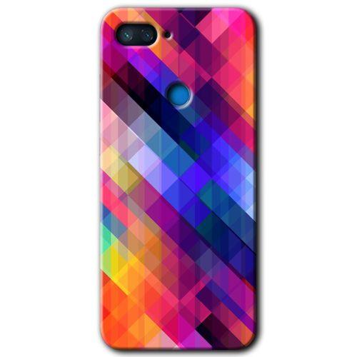 Xiaomi Mi 8 Lite Kılıf HD Desen Baskılı Arka Kapak+Temperli Cam - Multi Oblique