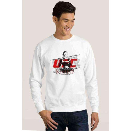 Khabib Nurmagomedov Baskılı Beyaz Erkek Sweatshirt