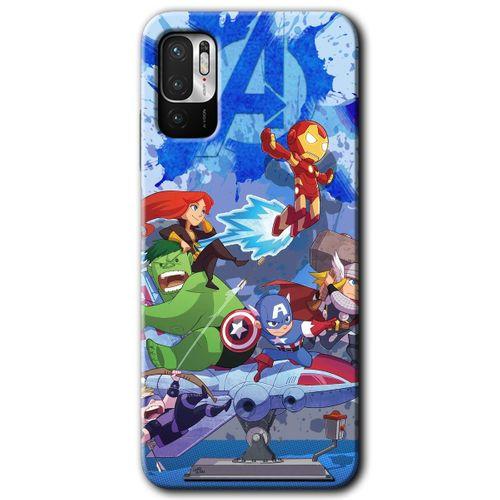 MRCİLETİSİM Xiaomi Redmi Note 10 5G Kılıf HD Desen Baskılı Arka Kapak + Temperli Cam - Avengers Cartoon