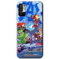 MRCİLETİSİM Xiaomi Redmi Note 10 5G Kılıf HD Desen Baskılı Arka Kapak + Temperli Cam - Avengers Cartoon
