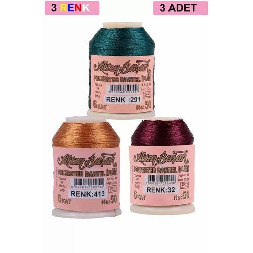 3 Adet Altınbaşak Oya ve Dantel İpi 20 gr - Royaleks - No: 413 - 032 - 291