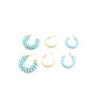 Boncuklu Küpe Seti - Turkuaz