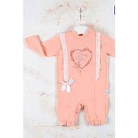 Love Kalp Nakışlı % 100 Pamuk Kız Bebek Tulumu