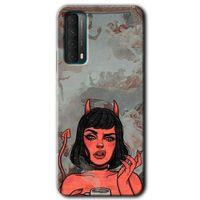 MRCİLETİSİM Huawei P Smart 2021 Kılıf Baskılı Kapak - Devil Girl +Tam Ekran Koruyucu